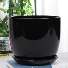Eco Friendly Outdoor Black Ceramic Pots