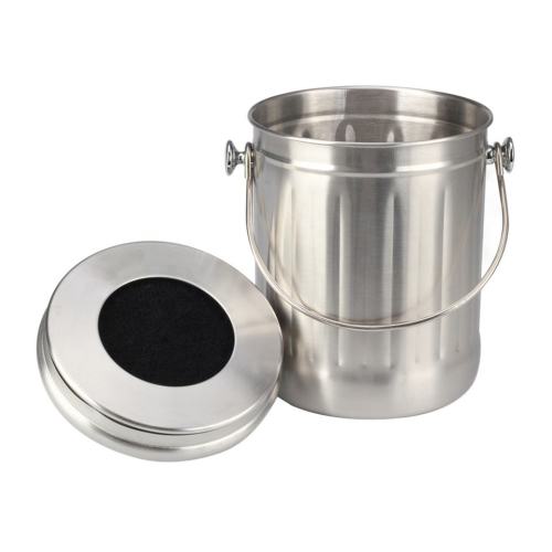 Cylindrical Compost Pail with Replaceable Charcoal Filter