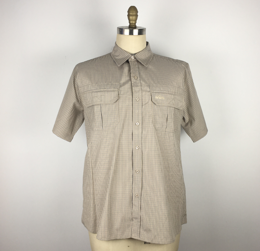 Camisa de trabajo de twill de algodón a cuadros fino