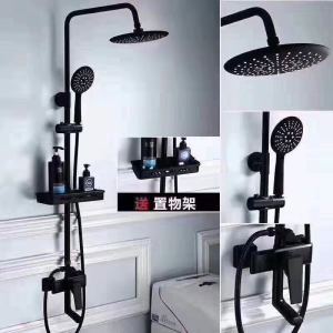 Accesorios de baño Juego de ducha pintado de negro con ducha de bidé