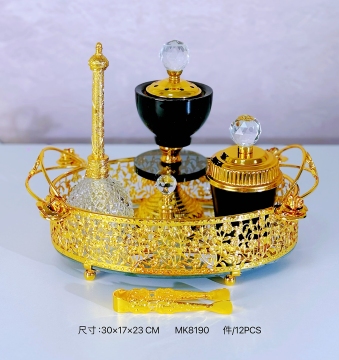2024 Luxury Islamic Glass Oud Charcoal Incense Burner Set