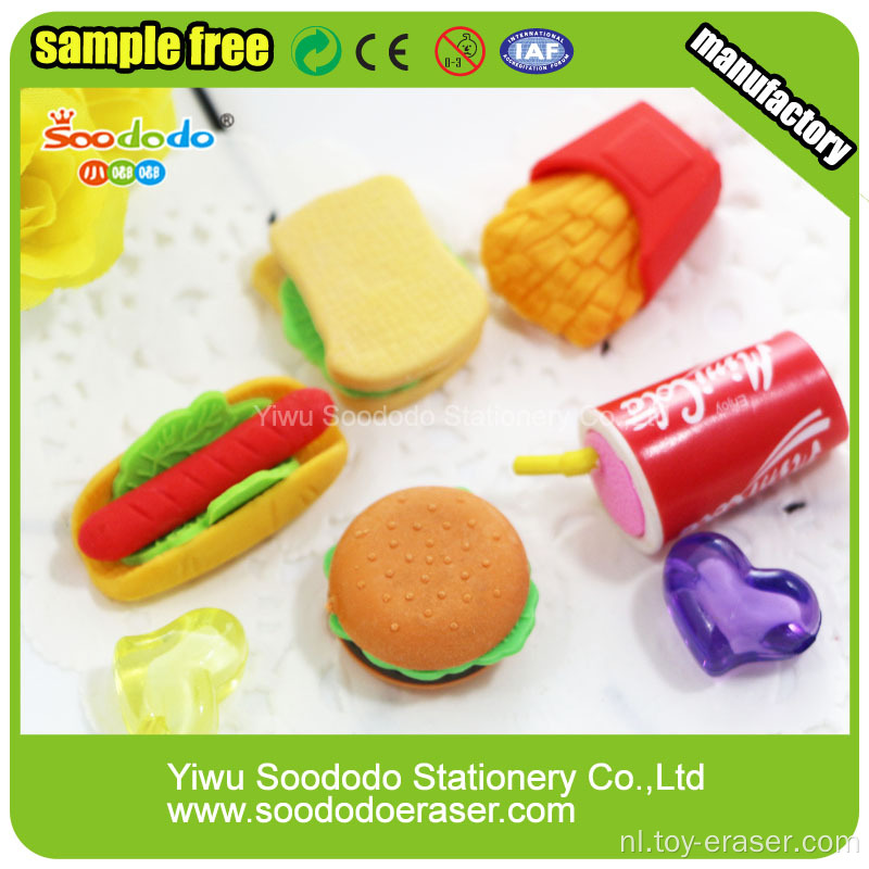 Mini Cute Sandwich Shaped Gommen Toy Rubber