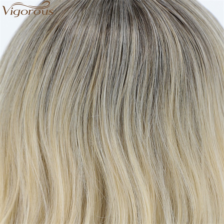 Vigorous Top Quality Long Ombre Blonde Body Wavy Wigs Middle Part Synthetic Fiber Wigs For Black Women Heat Resistant Wholesales