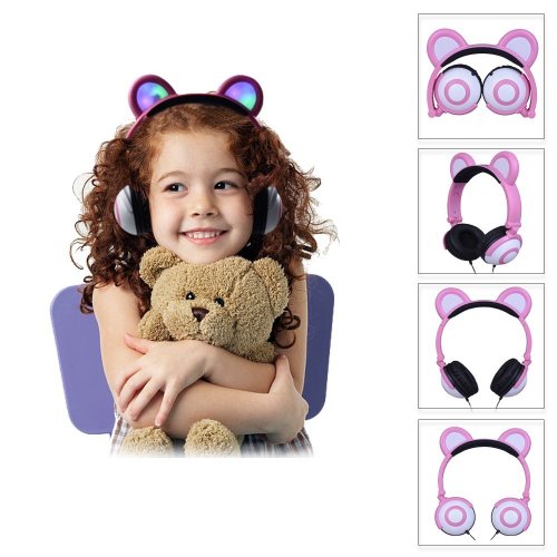 Música baixo para fone de ouvido de ouvido Panda LED para chamada