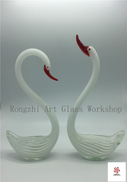 White Swan Glass Sculpture