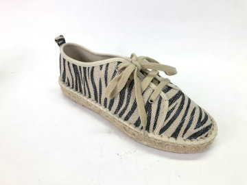 Lace Up Animal Printed Espadrille Brogue Shoes