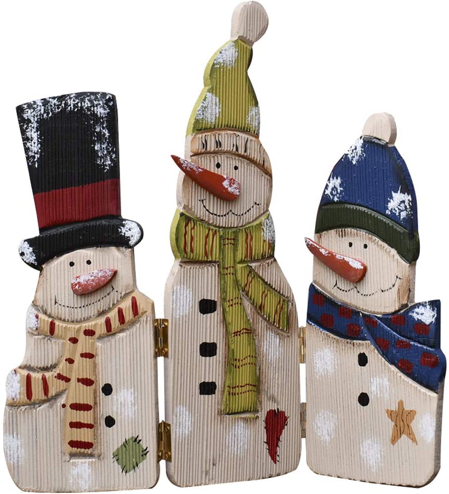 Decorative Snowman Triple Folding Screen