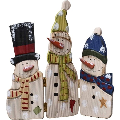 Decorative Snowman Triple Folding Screen