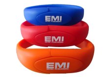 Custom Usb Flash Drives 4gb Silk Printed Silicone Wristbands / 208 * 18 * 8mm