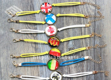 Wholesale national flag bracelet,new design national flag charm rope bracelet