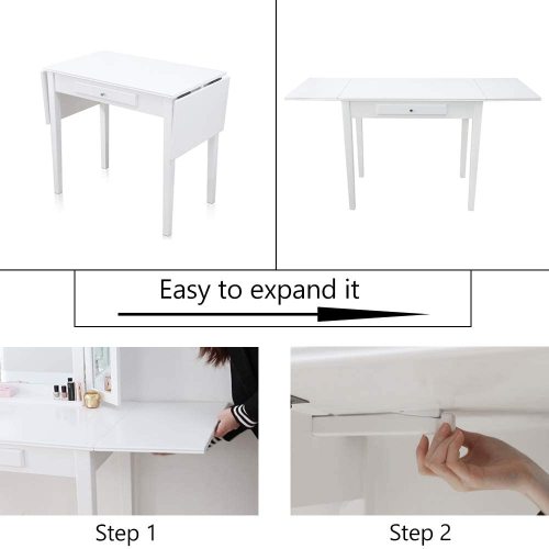 Wooden White Expandable Dresser With Drawer