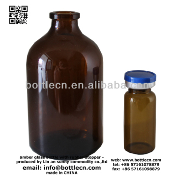 10ml/250ml amber pharmaceutical glass bottles with rubber stopper