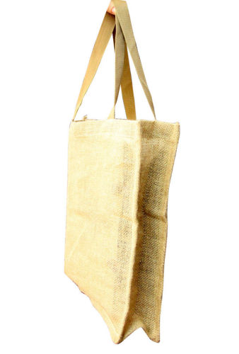 60gsm Linen Fabric Eco Recycle Shopping Bags Plain Logo Beige Nylon Tape Handle