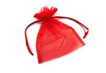 Red / Black Organza Drawstring Bag Ribbon For Sheer Wedding