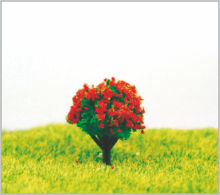 Ho Custom 2.5cm Red Miniature Model Trees With Plastic