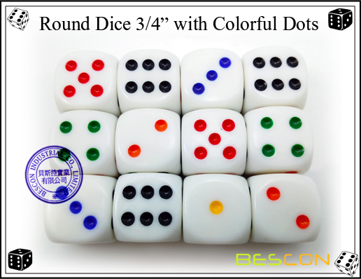 Round Dice 19MM with Colorful Dots