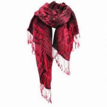 Leopard grain purl jacquard weave tassels scarf