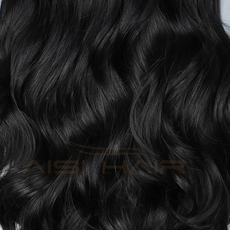 Aisi Hair Natural Looking Long Wavy Curly Body Wave Natural Black Lace Frontal Synthetic Hair For Black Women Lace Front Wig