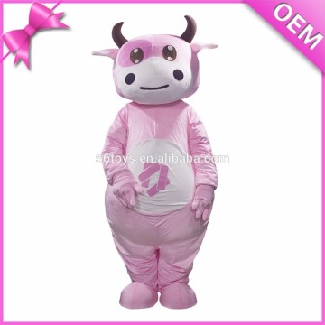 Plush pink cow costume adult plush animal costume