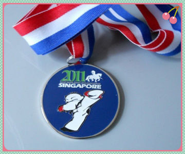 Engrave / Press Gold Plated Colorful Sport Medals For Sport Game