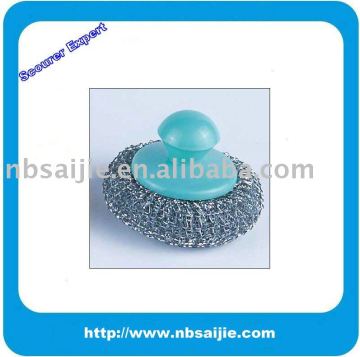 kitchen scourer, mesh scourer, galvanized scourer with a handle