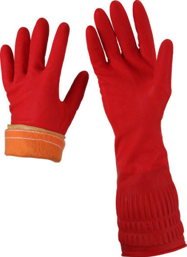 Long Cuff Thick Latex Gloves Cotton Cloth Warm Latex Household Glove