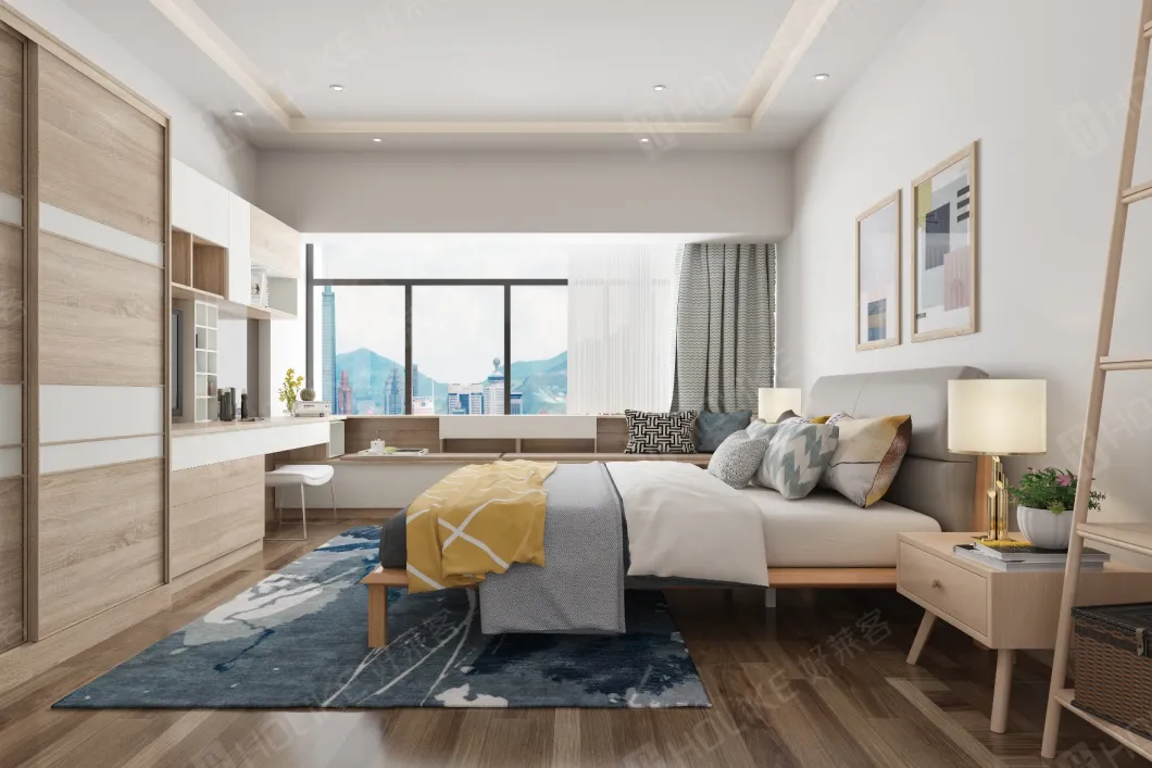 MDF Wood Color Closet Furniture Bedroom Wardrobe with E1 Standard