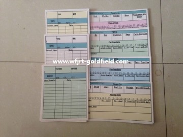 mink farming breeding record card, bird lable, print paper card