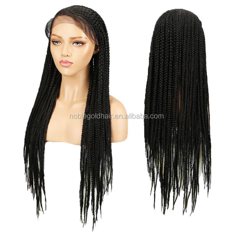 Noble gold new Magic lace front braided wigs with baby hair for black women 33 inches high heat fiber african braided wig