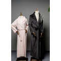 Black warm island fleece long robe for couple