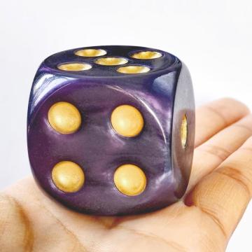 Acrílico sólido 40 mm Jumbo Dnd Dice 6 lados con pieles, grandes dados de D6 de color perlas y piedra de luna, grandes dados de juego de juego de juego