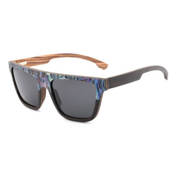 Shell Inlay Solid Wood Sunglasses
