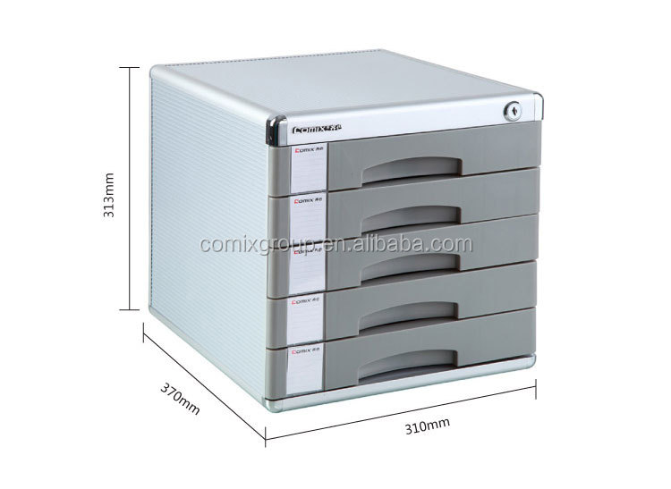 Comix 5 Drawers Fireproof Metal Filing Cabinet with Lock Desktop Stationery