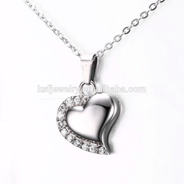 Stainless Steel Cremation Urn Pendant Heart Design with zircon Wholesale