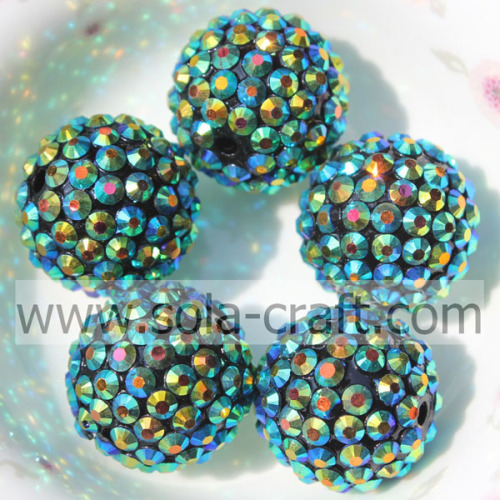 18 * 20 MM czarny AB żywica akrylowa Rhinestone DIY bransoletka Making Ball koraliki