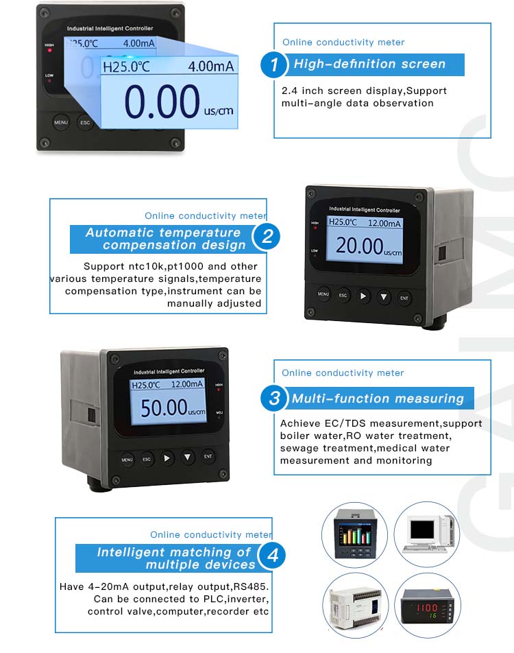 GWQ-EC200 drink water 0.2-200uS/cm Conductivity EC meter with sensor