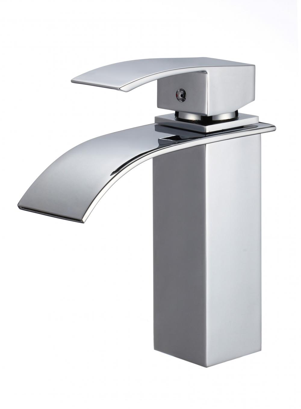 Square Brass Single Handle Waterfall Basin Faucet