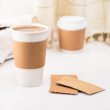 Cup Holder Kraft Coffee Cup Sleeves - Disposable Corrugated Cardboard Paper Cup Holders