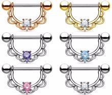 CZ Filigree Drop Nipple Shield Barbell Rings