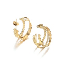 Yiwu Aceon Stainless Steel Beaded Round Wire Cut Waved Edge Multi Disc Open Cuff Earring