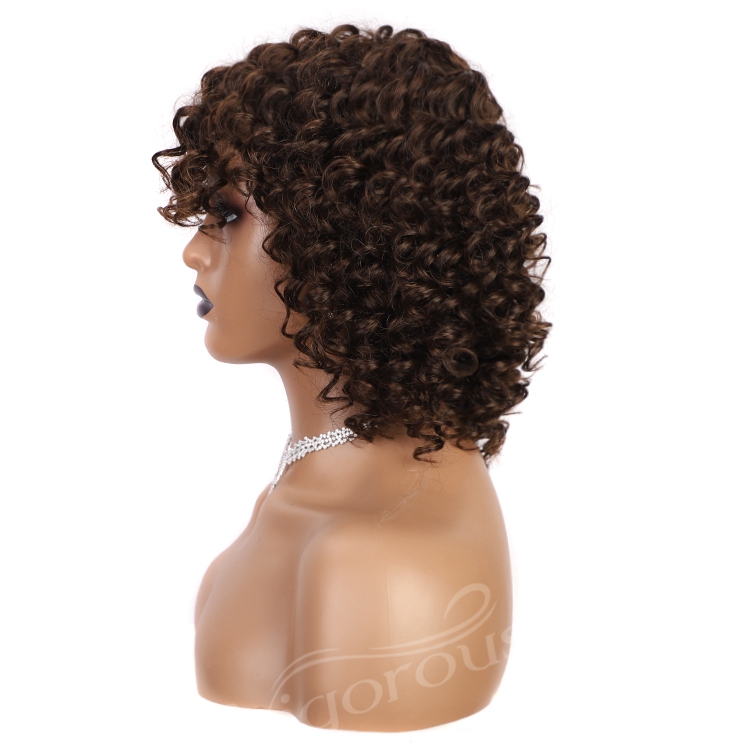 Vigorous ready to ship peruvian 150% density wholesale short brown 100% brazilian protein human hair weave wig for african women