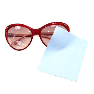 Microfiber sunglasses blue color cloth, round edge