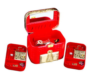 Luxurious Leather Jewelry Ring Earring Box Case with plastic jewelry box