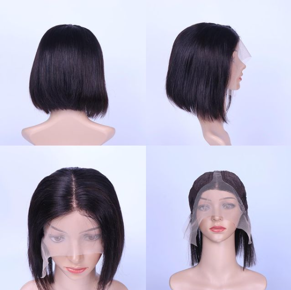 Hot sale New Fashion Brazilian real 100% human remy virgin hair swiss 613 T-part lace front Straight Bob Wigs