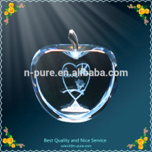 elegant k9 crystal material glass etched engraving logo crystal apple