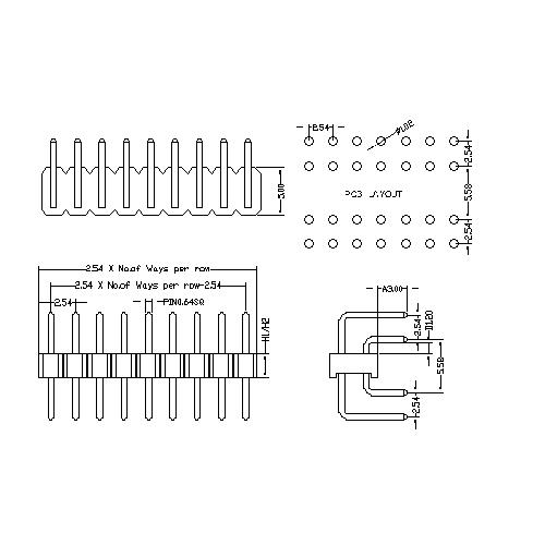 2.54 mm Pin Header Dual Row Angle C Type PHEU03-XXD