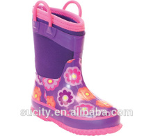 fashion neopren kid rubber rain boot with handle