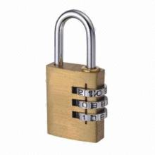 Brass combination lock with hardened steel shackle