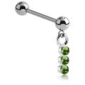 Staright Barbell dengan Charm Triple-jeweled