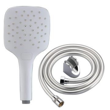 White plastic square big spray handheld shower set